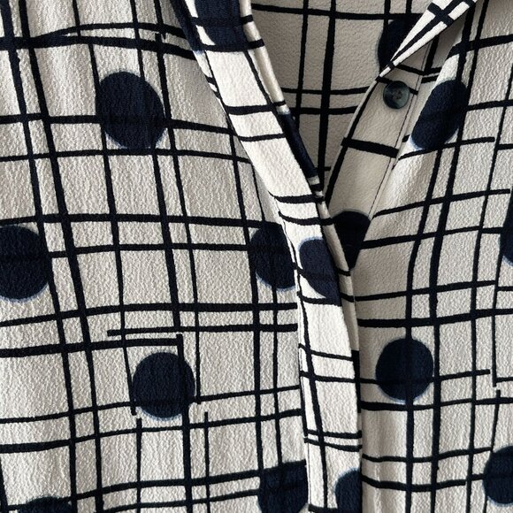 Cynthia Steffe Graphic Blue Dot Belted Mini Long Sleeve Shirt Shift Dress Size 4 - Picture 6 of 6